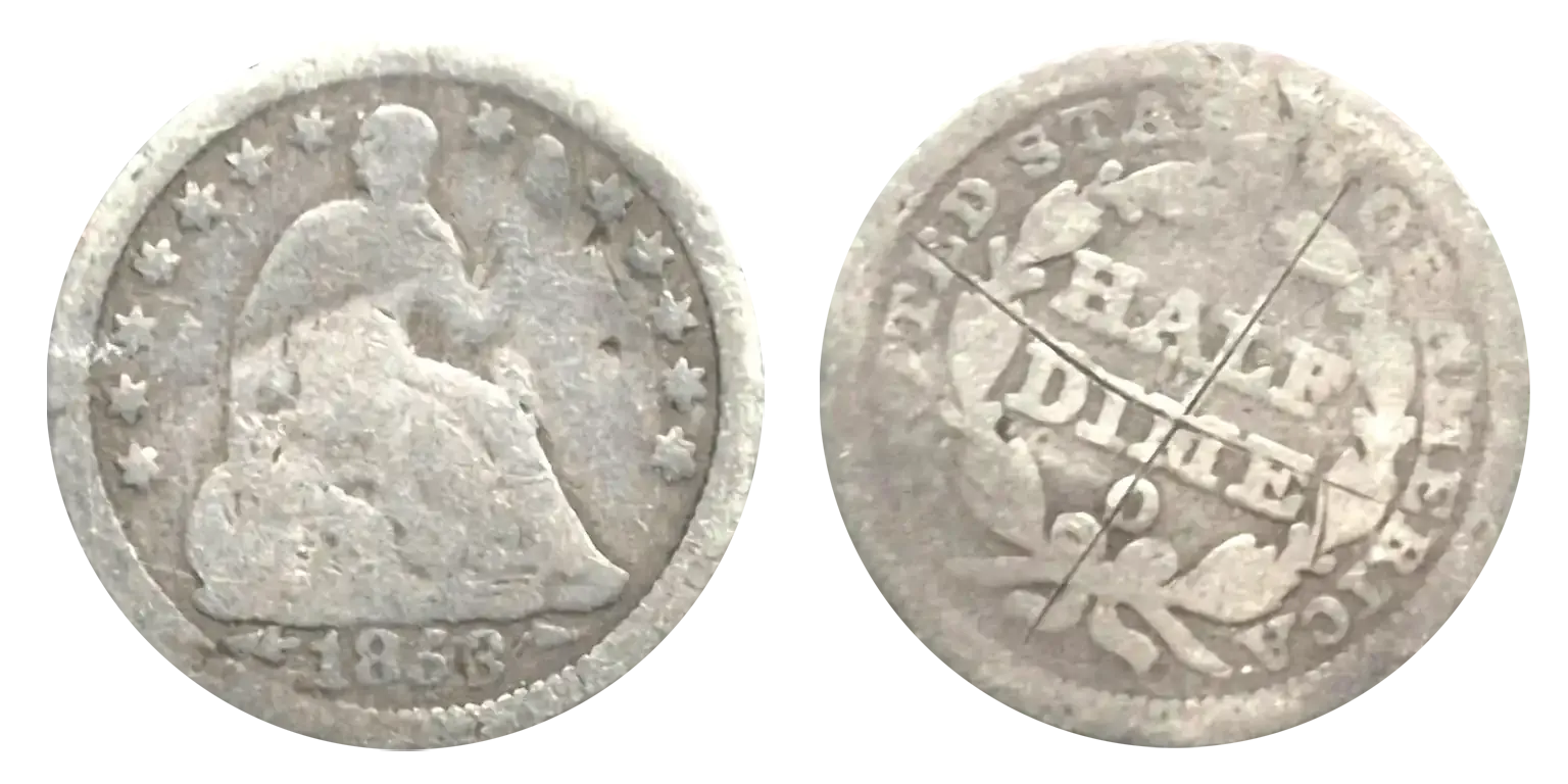 1853 Liberty Seated Half Dime Tilted or Rotated Dies.webp