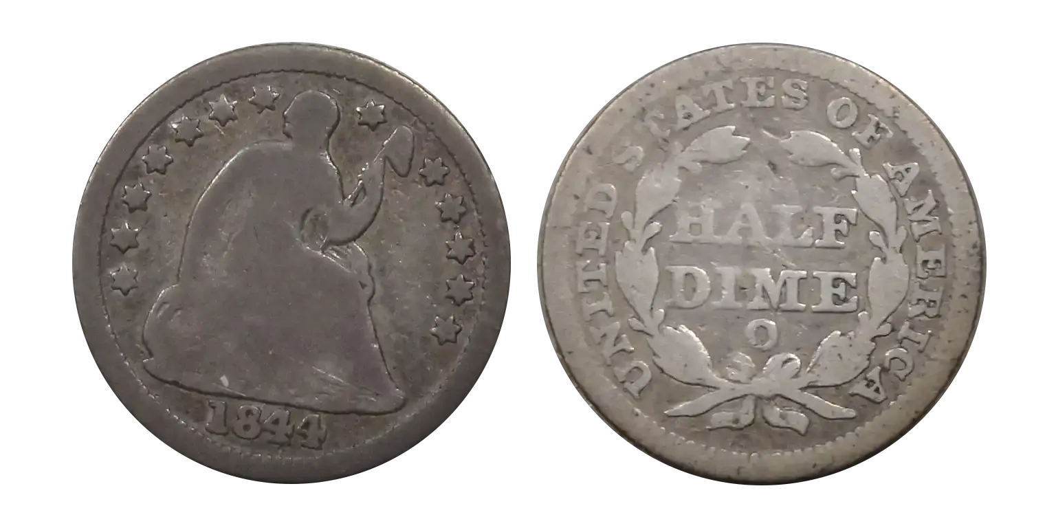 1844-o liberty seated half dime full rim g error.