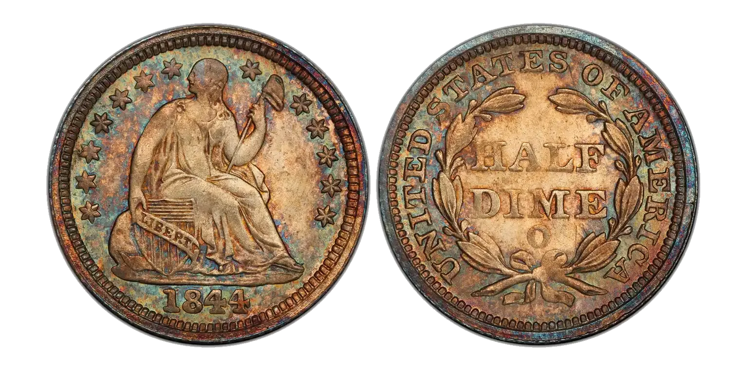 1844-o liberty seated half dime mail